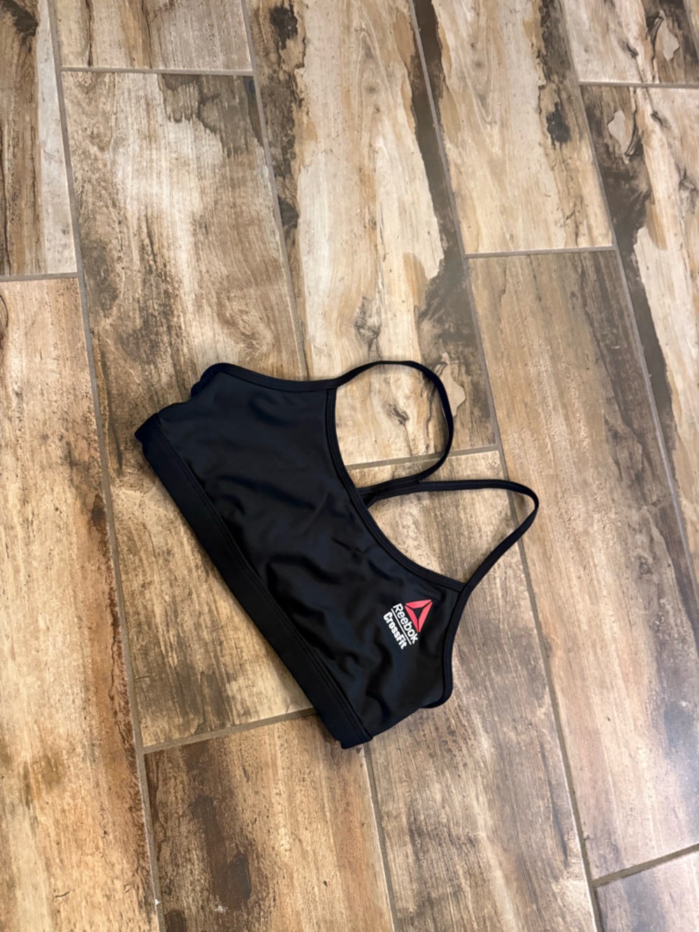 Reebok Black Athletic Sports Bra with red Logo